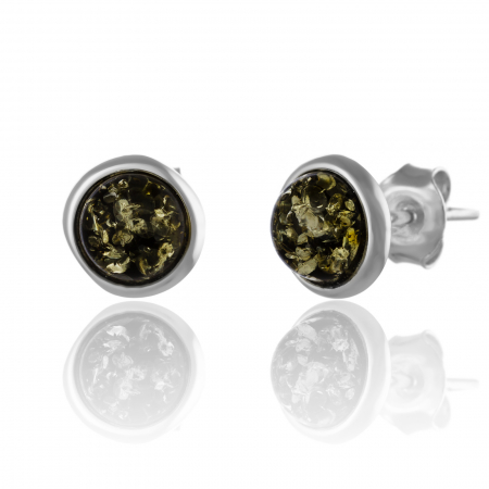 CERCEI - Cercei din argint 925, Piatra: chihlimbar natural, Culoare: verde, Sonis Silver