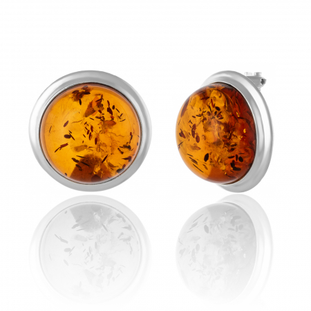CERCEI - Cercei din argint 925, Piatra: chihlimbar natural,Culoare :maro cognac,