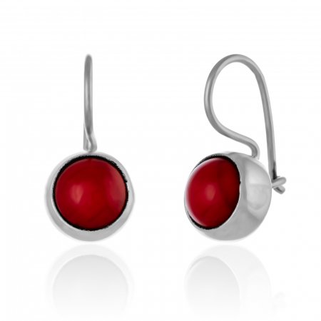 CERCEI - Cercei din argint 925  , Piatra : coral , Culoare : rosu ,Sonis Silver