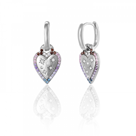 Cercei lungi - Cercei din argint 925 rodiat, Piatra: cubic zirconia, Culoare: multicolor  ,
