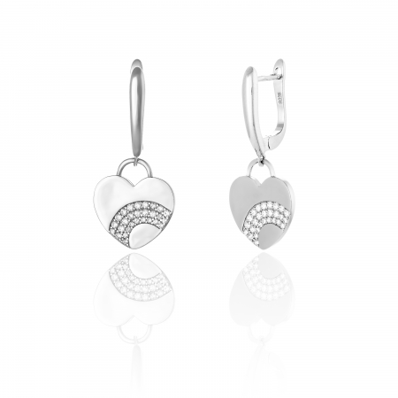 Cercei lungi - Cercei din argint 925 rodiat, Piatra: cubic zirconia, Culoare: transparenta ,