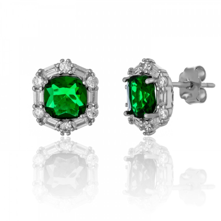 CERCEI - Cercei din argint 925 rodiat , Piatra: cubic zirconia, Culoare :  verde si transparent ,