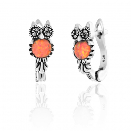 Produse - Cercei din argint 925 , Piatra: opal  japonez si marcasite, Culoare: roz, Sonis Silver