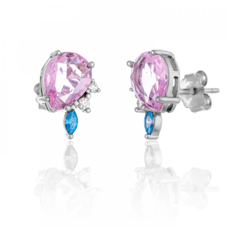 CERCEI - Cercei din argint 925 rodiat ,  Piatra: zirconia fatetata, Culoare: multicolor,
