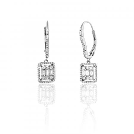 Cercei lungi - Cercei din argint 925 rodiat, Piatra: zirconia fatetata si  cubic zirconia, Culoare: transparenta ,