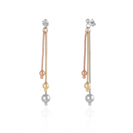 Cercei lungi - Cercei din argint 925, placat cu aur de 14 kt, galben, rose si argintiu,Sonis Silver
