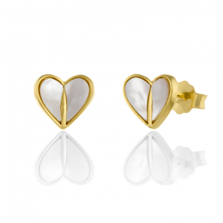CERCEI - Cercei din argint 925 placat cu aur de 14 kt, Piatra: sidef , Culoare: sidef, Sonis Silver