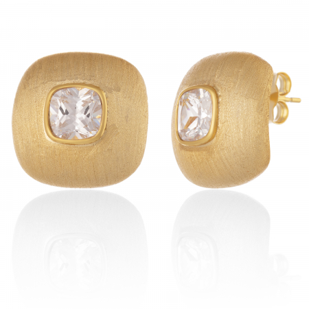 Cercei fashion - Cercei din argint 925 , placat cu aur de 14 kt, Piatra: zirconia fatetata,Culoare: transparenta,