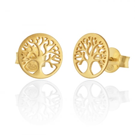 Cercei cu surub - Cercei din argint 925, placat cu aur de 14 kt, Sonis Silver