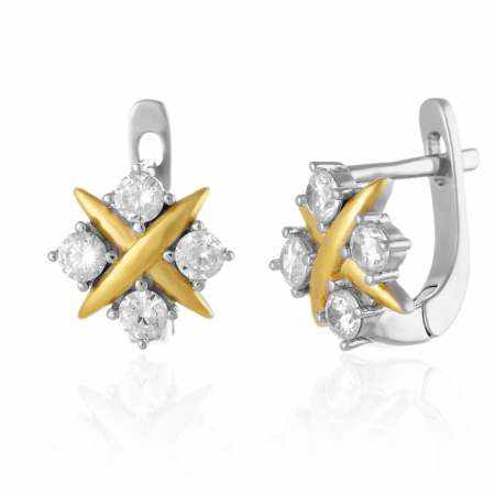 Cercei clasici - Cercei din argint 925 placat cu aur de 14 kt, , Sonis Silver