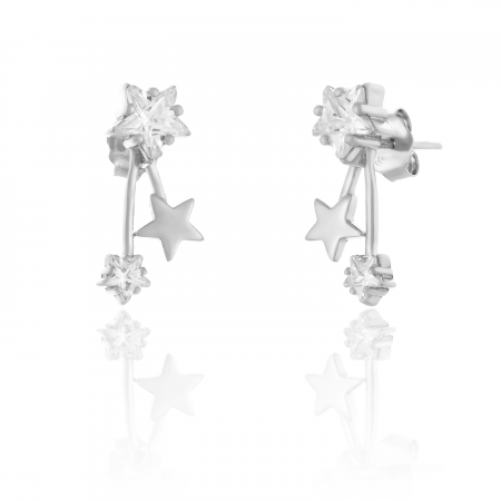 Produse - Cercei din argint 925 rodiat ,Piatra : zirconia fatetata  si cubic zirconia , Culoare : transparenta  , Sonis Silver
