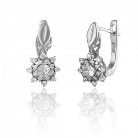 Produse - Cercei din argint 925 rodiat ,Piatra : zirconia fatata si cubic zirconia, Culoare : transparenta , Sonis Silver