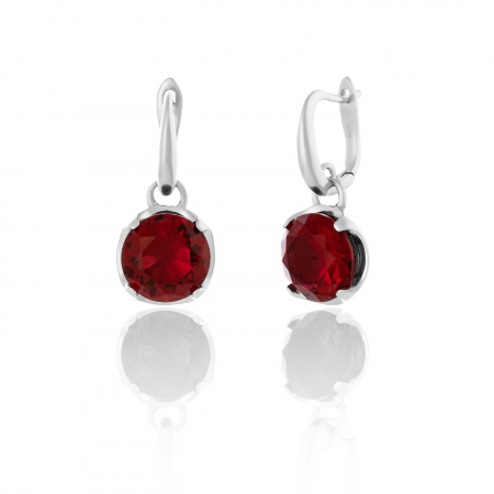 Cercei lungi - Cercei din argint 925 rodiat ,Piatra : zirconia fatetata , Culoare ; rosu , Sonis Silver