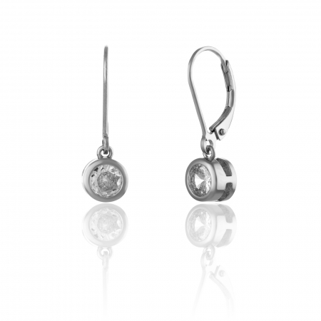 Cercei lungi - Cercei din argint 925 rodiat ,Piatra : zirconia fatetata , culoare : transparenta ,Sonis Silver