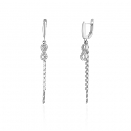 Cercei lungi - Cercei din argint 925 rodiat ,Piatra: cubic zirconia, Culoare: transparenta,