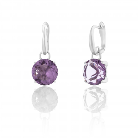 Cercei lungi - Cercei din argint 925 rodiat ,Piatra : zirconia fatetata , Culoare : mov , Sonis Silver