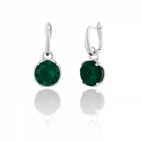 Cercei lungi - Cercei din argint 925 rodiat ,Piatra : zirconia fatetata , Culoare : verde , Sonis Silver