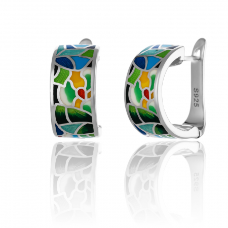 Cercei clasici - Cercei din argint 925 rodiat , Piatra : email, Culoare : multicolor , Sonis Silver