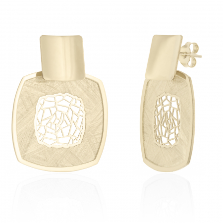 Cercei fashion - Cercei din argint 925 , placat cu aur  de 14 kt ,