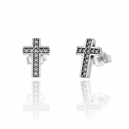 CERCEI - Cercei din argint 925 rodiat , Piatra: cubic zirconia, Culoare : transparent,
