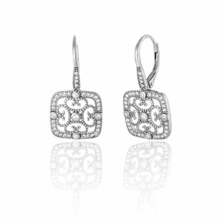 Cercei clasici - Cercei din argint 925 rodiat, Piatra: cubic zirconia, Culoare: transparent,