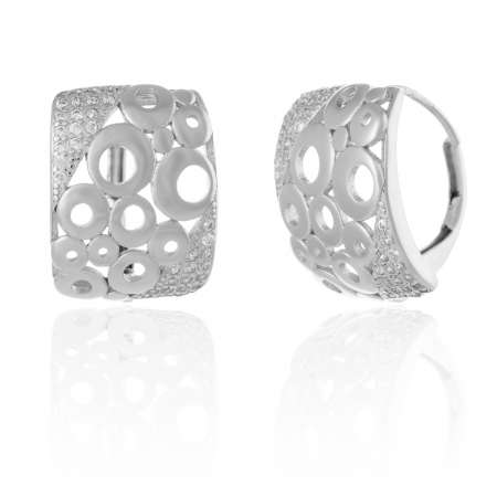 Cercei clasici - Cercei din argint 925 rodiat,Piatra : cubic zirconia , Culoare : transparenta ,