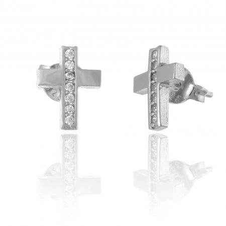 CERCEI - Cercei din argint 925 rodiat , Piatra: cubic zirconia, Culoare : transparenta ,