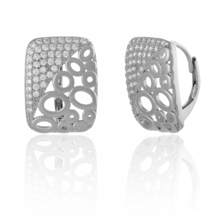 Cercei clasici - Cercei din argint 925 rodiat,Piatra : cubic zirconia , Culoare : transparenta ,
