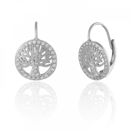 Cercei clasici - Cercei din argint 925 rodiat,Piatra : cubic zirconia , Culoare : transparenta ,