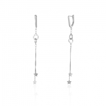 Cercei lungi - Cercei din argint 925 rodiat , Piatra : cubic zirconia, Culoare : transparenta ,
