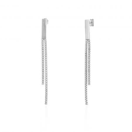 Cercei lungi - Cercei din argint 925 rodiat, Piatra : cubic zirconia , Culoare : transparenta ,Sonis Silver