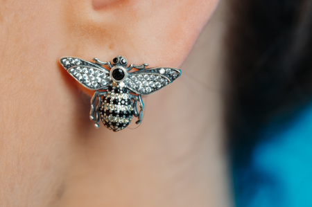 Cercei din argint 925 rodiat , Piatra: cubic zirconia,Culoare : transparent , negru si galben, Sonis Silver [1]