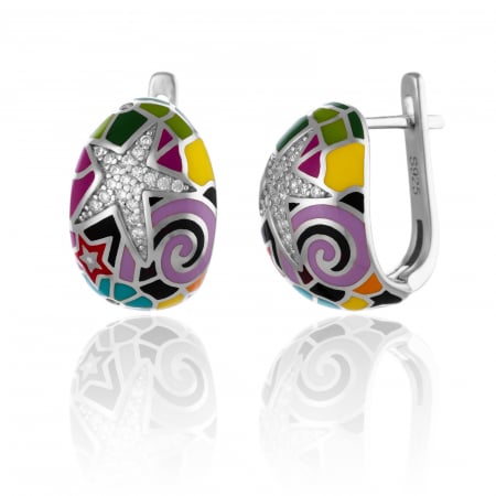 Produse - Cercei din argint 925 rodiat, Piatra: cubic zirconia si email, Culoare: multicolor, Sonis Silver
