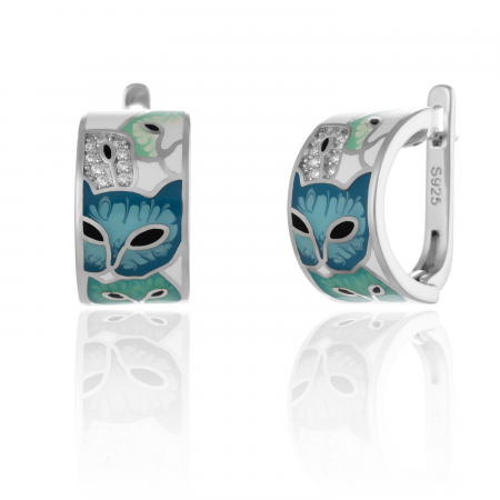 Cercei clasici - Cercei din argint 925 rodiat, Piatra: email si cubic zirconia, Culoare: multicolor,