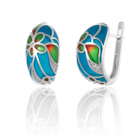 CERCEI - Cercei din argint 925 rodiat, Piatra: email si cubic zirconia, Culoare: multicolor,