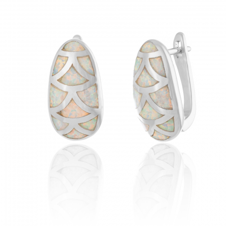 Produse - Cercei din argint 925 rodiat, Piatra: opal , Culoare: alb, Sonis Silver
