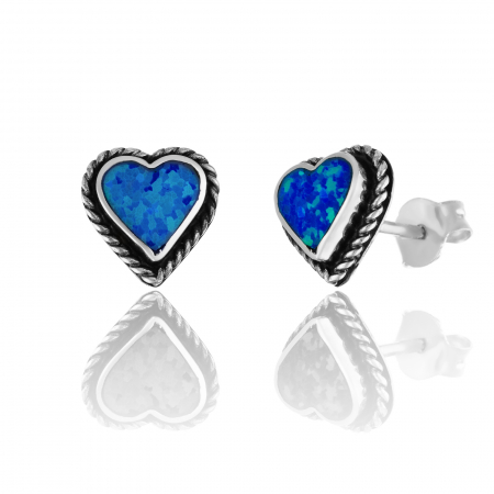 Cercei cu surub - Cercei   din argint 925 vintage , Piatra: opal de laborator, Culoare: albastru, Sonis Silver