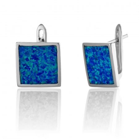 Cercei clasici - Cercei din argint 925 rodiat, Piatra: opal de laborator, Culoare: albastru, Sonis Silver