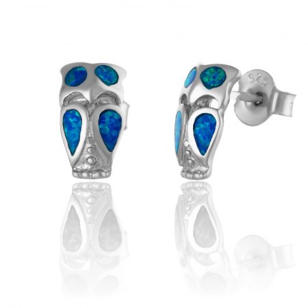 Cercei cu surub - Cercei din argint 925 rodiat, Piatra: opal de laborator, Culoare: albastru, Sonis Silver