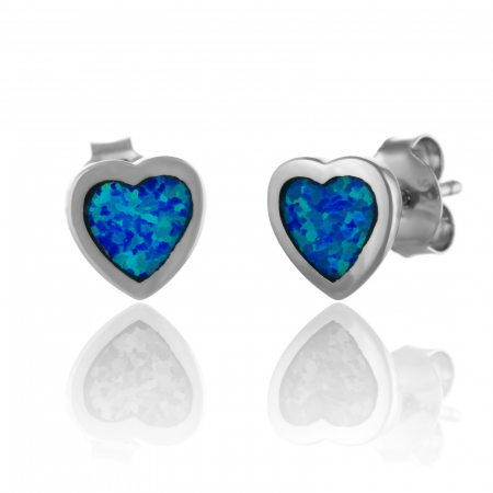 Cercei cu surub - Cercei din argint 925 rodiat, Piatra: opal de laborator, Culoare: albastru, Sonis Silver
