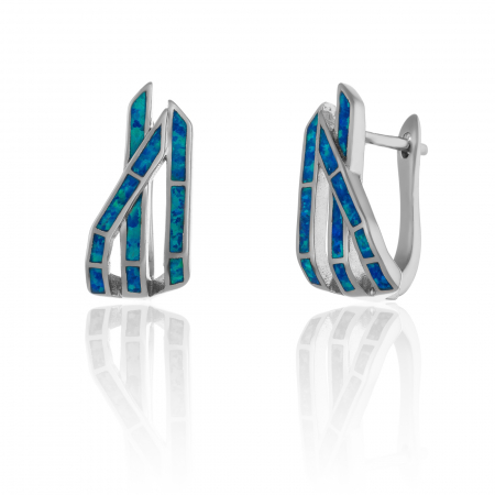 Cercei clasici - Cercei din argint 925 rodiat, Piatra: opal de laborator, Culoare: albastru, Sonis Silver