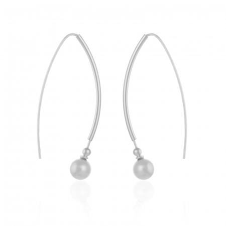 Cercei fashion - Cercei din argint 925 rodiat , Piatra: perla de laborator ,Culoare :alb,