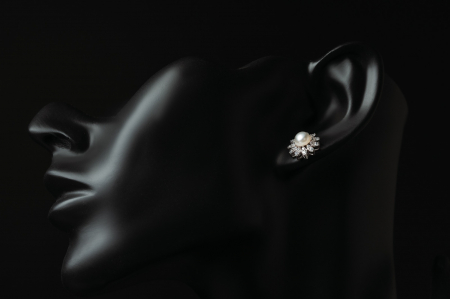 Cercei din argint 925 rodiat, Piatra:  perla de  laborator si cubic zirconia, Culoare: alb si transparenta, Sonis Silver [1]