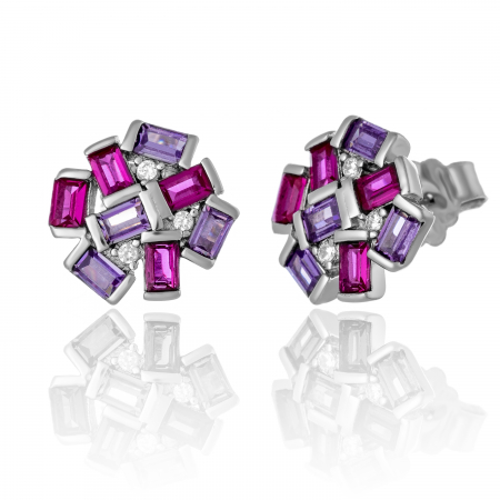CERCEI - Cercei din argint 925 rodiat, Piatra: zirconia fatetata, Culoare: multicolor,