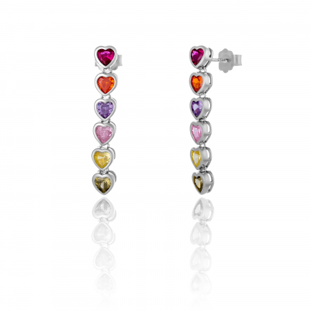 Cercei lungi - Cercei din argint 925 rodiat, Piatra: zirconia fatetata, Culoare: multicolor,