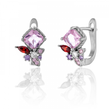 Cercei clasici - Cercei din argint 925 rodiat , Piatra: zirconia fatetata , Culoare: multicolor,