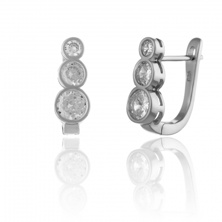 Produse - Cercei din argint 925 rodiat, Piatra: zirconia fatetata, Culoare: transparent, Sonis Silver