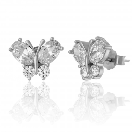 CERCEI - Cercei din argint 925 rodiat, Piatra: zirconia fatetata, Culoare: transparent,