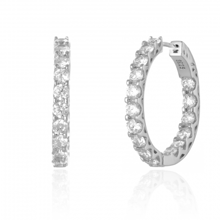 Cercei tip creole - Cercei din argint 925 rodiat, Piatra: zirconia fatetata , Culoare:  transparent, Sonis Silver