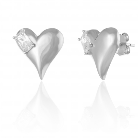 CERCEI - Cercei din argint 925 rodiat , Piatra: zirconia fatetata, Culoare : transparenta ,
